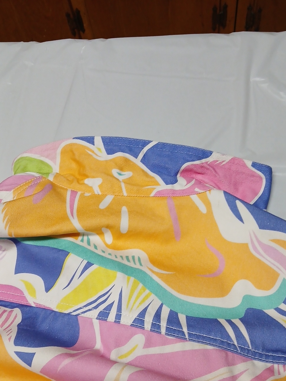 Jaded London Cropped Denim Trucker Jacket Multicolor Tropical Floral Print Sz L - Picture 12 of 16